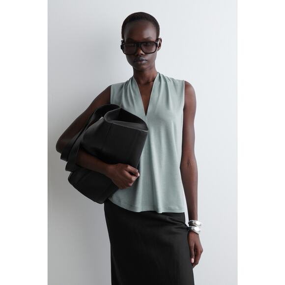 COS DRAPED V-NECK TOP Sz M - Picture 1 of 9